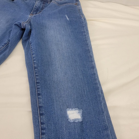 Studio Womens Jeans 2 Petite‎ High Rise Slim Straight Leg Distressed Blue Denim - Picture 15 of 16